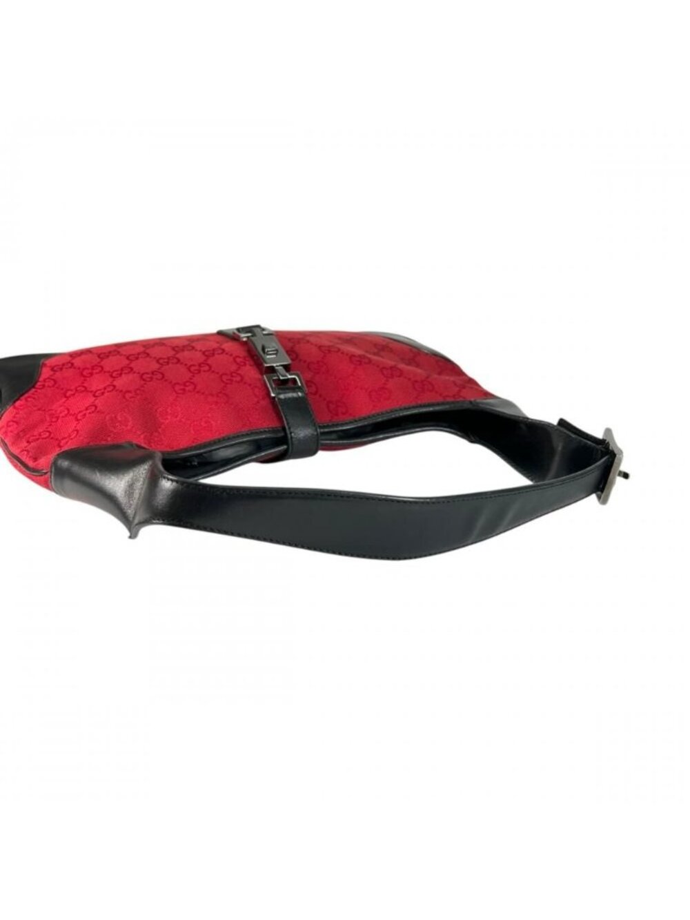 Gucci Jackie Shoulder Bag GG Canvas Leather Red Black Silver - Picture 10 of 13